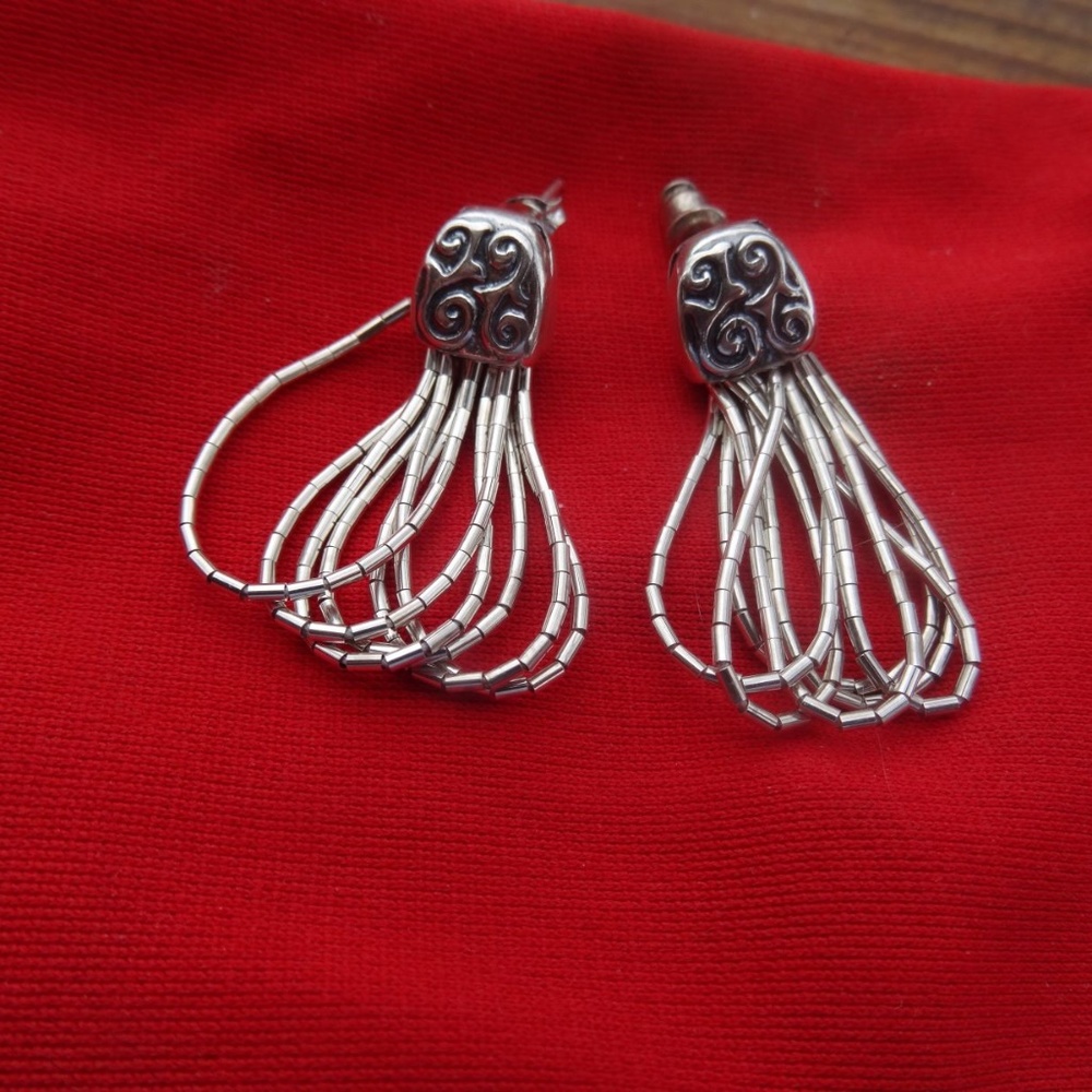 Sterling Silver Liquid Chain Pierced Earrings